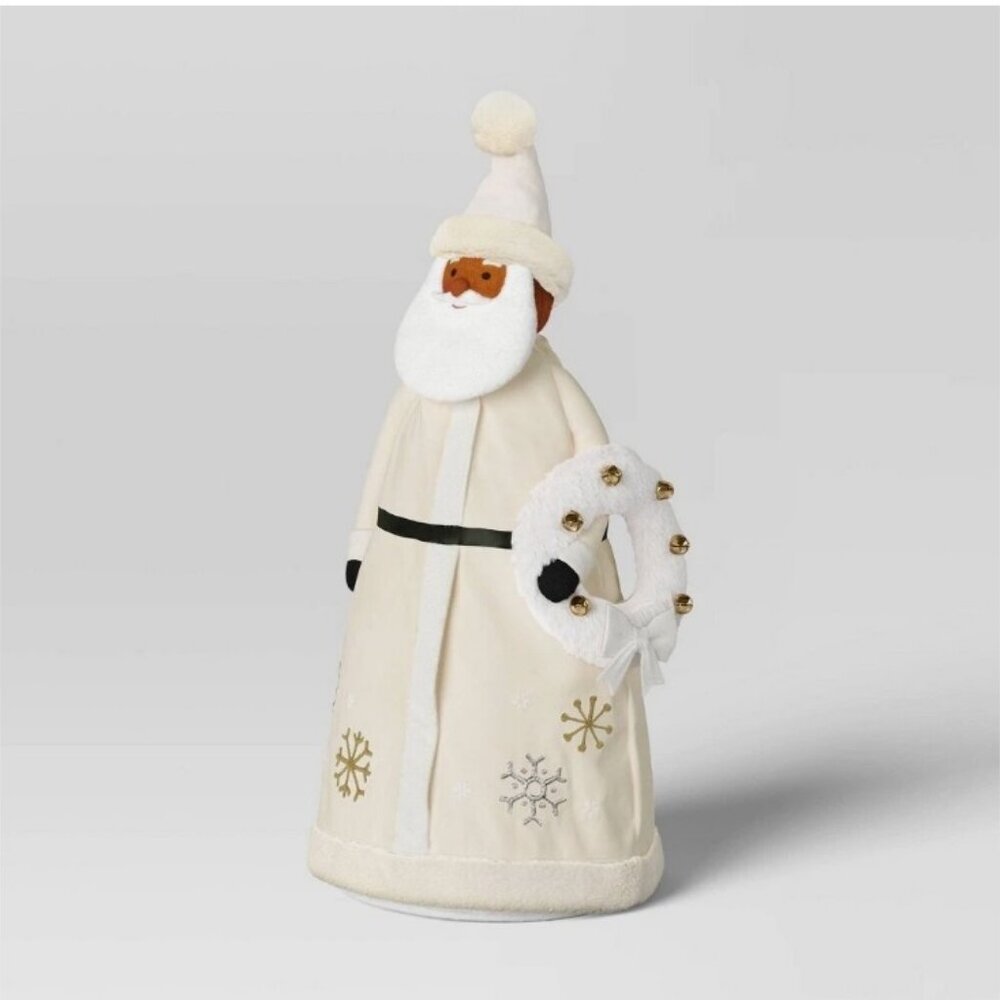 🆕✨ Wondershop 22.5" Fabric Santa Sculpture with Bell Christmas Wreath ✨